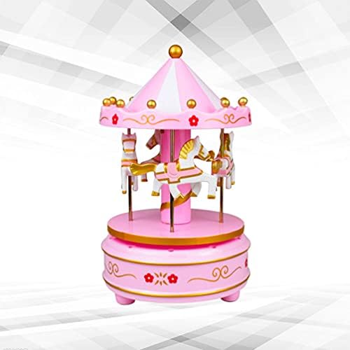 Музикалното Ковчег Abaodam Carousel Романтична Красива Реколта Музикална Ковчег Украса на Тортата Музикална Ковчег-Въртележка Кутия за Подаръци за Рожден Ден * * * Розово *