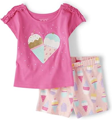 The Children ' s Place / Риза и къси Панталони с къси ръкави за новородените момичета и малки деца, комплект