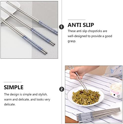 Комплект прибори за хранене от неръждаема стомана Пръчици за хранене от неръждаема стомана, Метални пръчки за хранене: 10