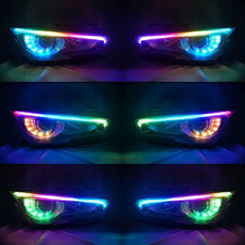 DUNTUO Автоматична Led Светлина RGB DRL Eye Halo Пръстен Фарове за 2014-2021 Infiniti Q50 Мигачи Заплата Ъгъл Mulit-Color ПРИЛОЖЕНИЕ/Дистанционно Управление