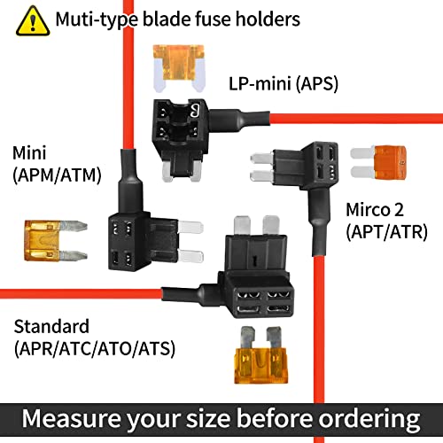 MuHize Micro2 Fuse Tap 10 В опаковка - Подобрена Държач на предпазителя ATR Blade (новост 2023 г.), автомобилен