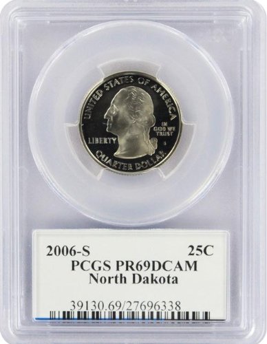 2006 Тримесечие на щата Северна Дакота с плакированным покритие PR-69 PCGS