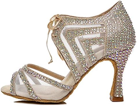 Танцови обувки с кристали HROYL за Жени, Сватбени Танцови Обувки, Обувки за Латино Танци, Обувки за балет изпълнения, Модел