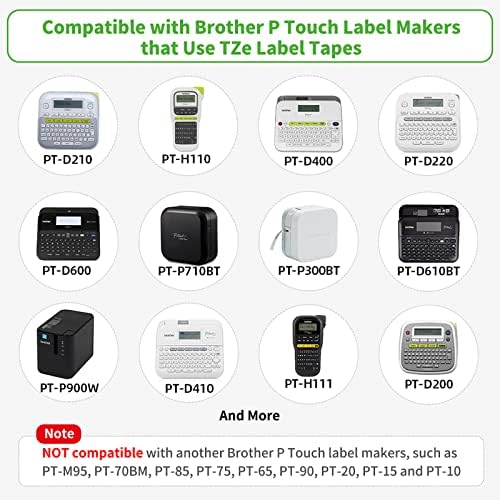 Съвместима с Labelife лента за этикетирования, подменяйки лента Brother P-Touch Label Maker, TZe лента-231 12 мм 0,47 инча,