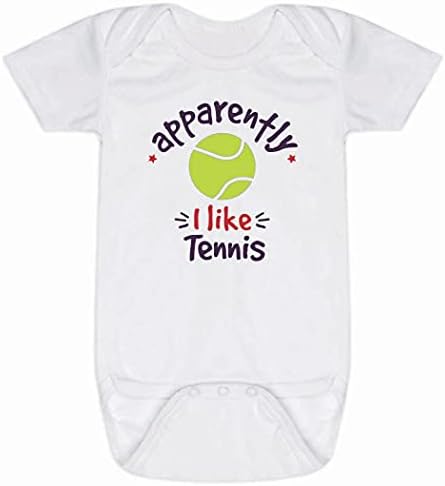 ChalkTalkSPORTS Tennis Baby & Бебе One Piece | Очевидно ми Харесва Тенис | Среден