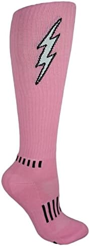 MOXIE Чорапи Младежки Светло Розово с Бяло Футболни чорапи Insane Болт с Височина до коляното