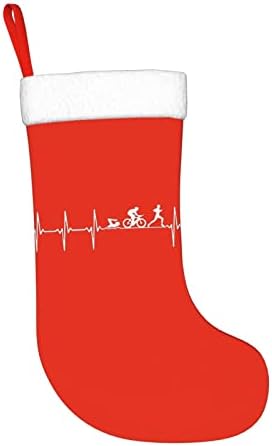 Waymay Триатлон Сърцебиене Коледа На Отглеждане 18 Инча(А) А) Коледен Окачен Чорап Класически Празнични Украси Чорапи