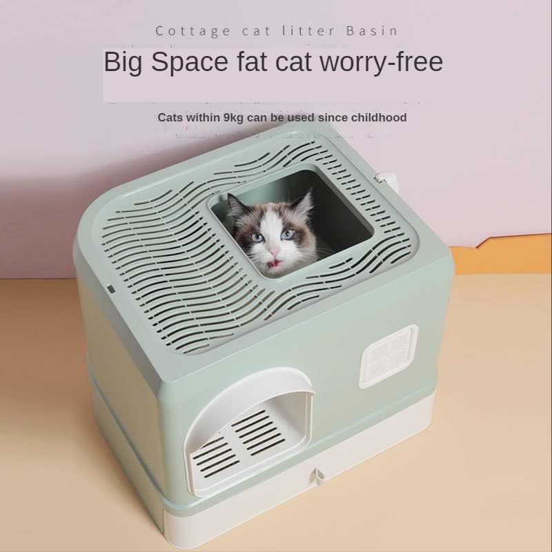 WYFDP Чекмеджето за събиране на отпадъци за котки С най-вход, Полузакрытый Тоалетна за котки, Здрав Брызгозащищенные Аксесоари за почистване на домашни любимци (Цвят: