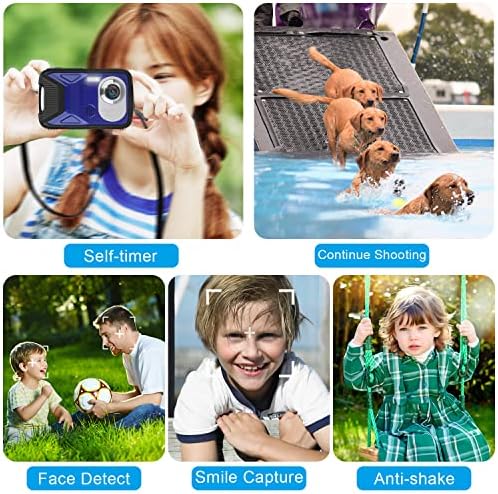 Водоустойчив Цифров фотоапарат, Цифрова камера 1080P 21MP HD с 2.8 LCD дисплей, Акумулаторна Помещение за насочване и стрелба, Компактен Преносим цифров фотоапарат за деца,