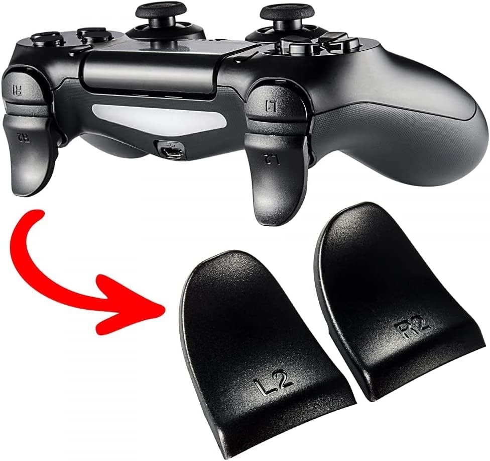 Черни 2 двойки Бутони L2 R2 Пълнители Спусъка, за Playstation 4 PS4 Контролер PS4 Slim Pro