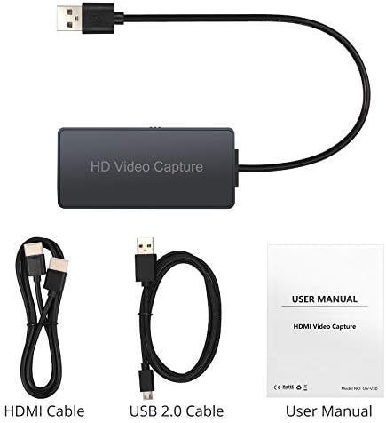 CAMWAY HD Video Capture USB 2.0 HDMI Карта заснемане на видео игри, 4k, HDMI, USB 2.0 Кутия за запис на видео игри Live HD Capture с подкрепата на 2-изход за улавяне за Windows, Linux, Mac OS YouTube OBS Twitch