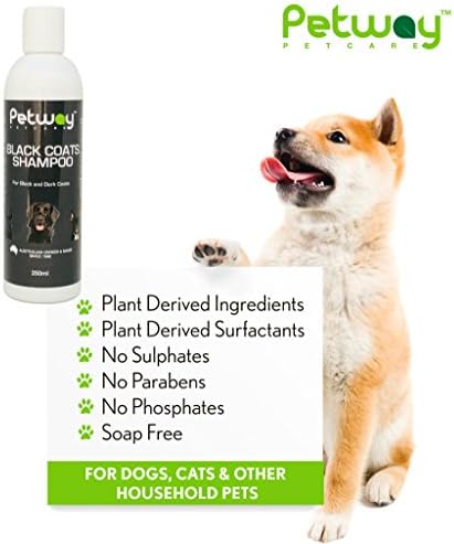 Petway Petcare Black Coat Shampoo, Натурален Шампоан за кучета с Черна кожа, Подобрява Естествения Цвят на козината,
