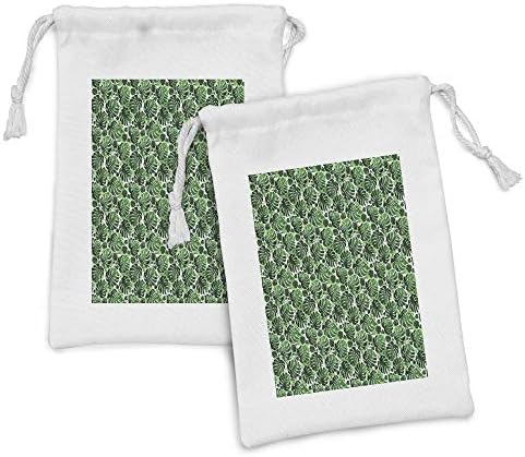 Комплект от 2 Чанти от тропическа тъкан Ambesonne, Модел от екзотични листа монстеры зелени Тонове с ефект Разбрызганной