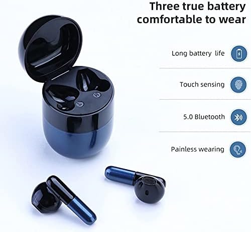 Безжични слушалки Bluetooth Слушалки в ушите с микрофон Удобни и леки втулки С Шумопотискане, обемни стереобасы 3D, дълъг живот на батерията Портативен мини-Малко калъф
