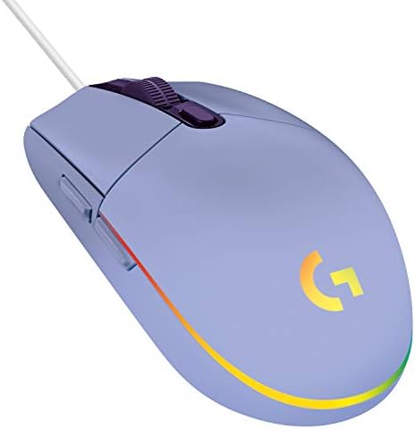 Жичен детска мишка Logitech G203, 8000 точки на инч, Дъгата Оптичен ефект LIGHTSYNC RGB, 6 Програмируеми бутони вградена