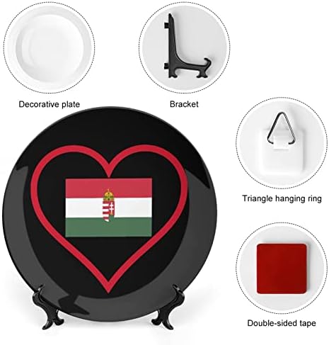 Аз Обичам Унгария Червено Сърце Декоративна Чиния от Костен Порцелан, Керамични Чинии плавателни съдове с Поставка за