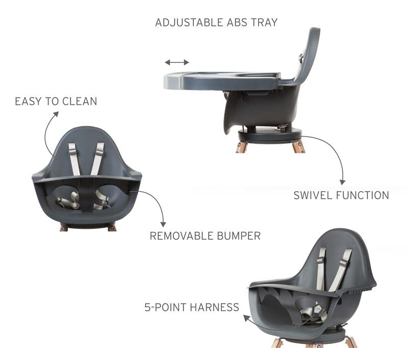 Детска къща Evolu One.Столче за хранене 80 ° с и въздушна възглавница за седалка, столче за хранене за хранене, Високо детско столче 2 в 1 със завъртане на 180 °, Преносимо ст