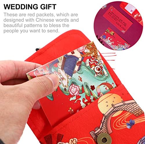 ABOOFAN Китайската Нова Година Червен Плик Стил Плат Червен Плик Сватбен Пакет Нова Година Пискюл Джоб За Пари
