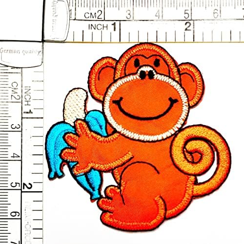 Kleenplus Orange Маймуна Яде Банан Мультяшная Нашивка С Бродерия Сладък Маймуни Iron Икона Пришитая Нашивка Облекло