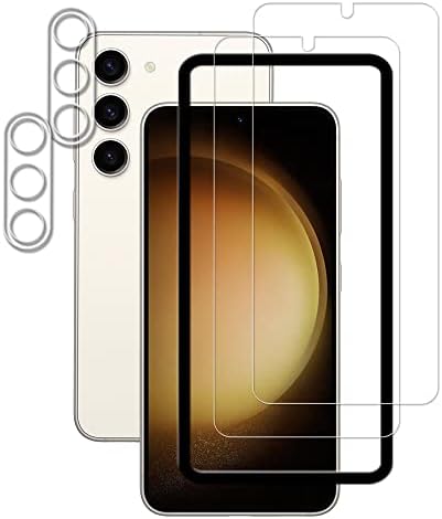 HKKAIS [2 + 2] Стъклена Защитно фолио За екрана, Съвместим с Samsung Galaxy S23 5G Защитно Фолио за обектива на Камерата да е от Закалено Стъкло с рамка за лесна инсталация