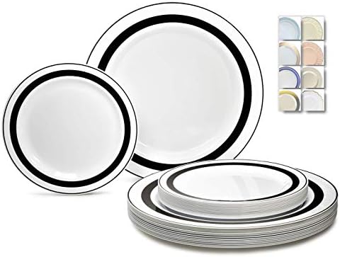 Опаковка OCCASIONS на 240 чинии (120 гости) Комплект за еднократна употреба пластмасови чинии премиум-клас за сватбени партита Heavyweight - 120 x 10,5 за вечеря + 120 x 7,5за салата /десе