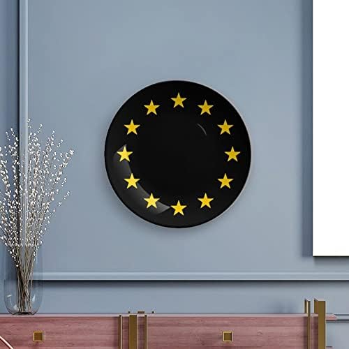 Европа Флаг на ЕС Костен Порцелан Декоративна Чиния Керамични Плочи плавателни съдове с Поставка за Дисплей за Украса на Стени и Домашен Офис