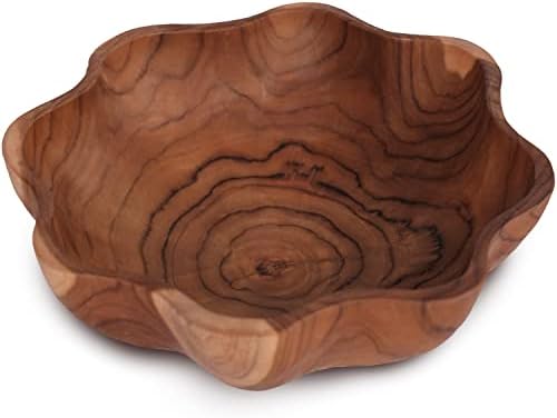 Купа за корени от тиково дърво Curawood за отличителен декор - Автентични дървени чаши, ръчно изработени за хранене - Дървена