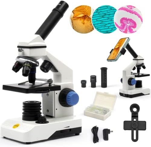 Комплект Монокулярного микроскоп Swift Compound за деца, Ученици, Начинаещи, 80X-2000X Набор от пръчки с изцяло метална Обвивка