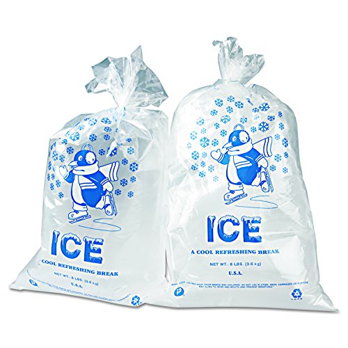 Inteplast IC1120-TT с капацитет 8 килограма, дължина 20 см x ширина 11 см, пакет за лед с логото на Penguin и закручивающимися завязками (опаковка от 1000 броя)
