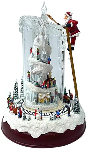 Анимирани Комплект Зимна Страна на Чудесата, Свещ Дядо Коледа на върха на планината, Празнична декорация за дома 2021 г., 8,5 Инча