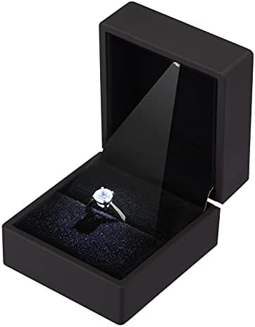 Подарък кутия за пръстени и обеци от 2 теми с led подсветка, Елегантен Velvet Калъф за Пръстени, Бижута Дисплей за Сделки,