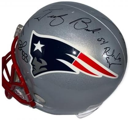 Екипът на New England Patriots Легенди Подписа Каска с Автограф от JSA - Каски NFL с автограф