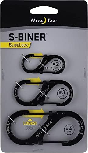 Карабинер Nite Ize LSBC-01-R6 S-Biner SlideLock с двойно заключване, 3 комплекта в асортимент, с Размери