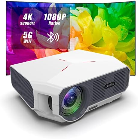 Проектор с 5G WiFi и Bluetooth AMLINK 13000L Full HD 1080P Открит Преносим видео проектор С поддръжка на 4K, филм проектор за домашно кино, Съвместими с HDMI, VGA, USB, PC, iOS и Android