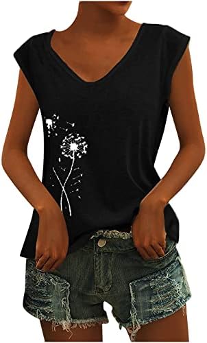 Дамски Летни Ежедневни Тениска С Модерен Принтом, Блузи с V-образно деколте и Къс Ръкав, Блузи, Тънки Обикновена Тениска
