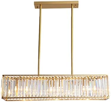 WYFDP Златна Кристална Окачен лампа за хранене, Месинг Мед Линейна лампа за ресторант, Бар, Стъклен Crystal led окачен лампа (Цвят: прозрачен размер: 100 см с топла бяла светл?
