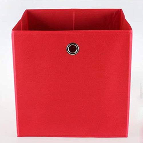ZyHMW Сгъваема Кутия за съхранение Чекмеджето кубчета с отвор за пръста -12,6 инча (Цвят: червен) (Color: Red)