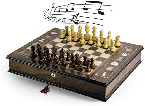Италианската Музикална игра на Дъска Шахматна дъска ръчно на 30 Бележки с тапицерия от Орехово дърво - о, Боже, Благослови Америка