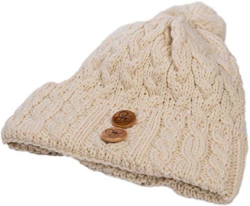 Дамска зимна шапка Aran Woollen Mills - Супер Мека Мериносовая козина - Топла шапка с копчета