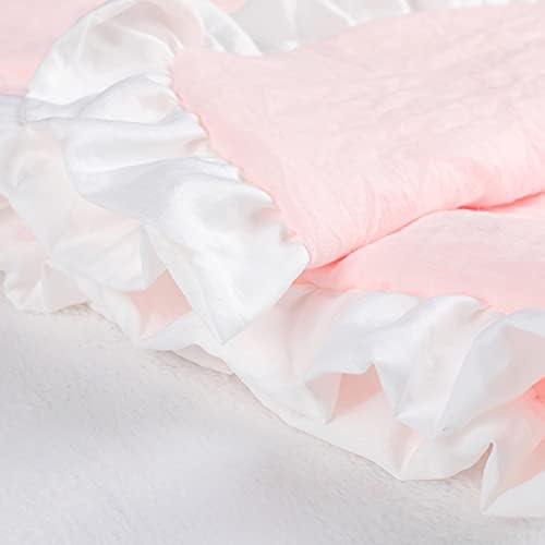 Руж Коралово-Розов Цвят, С Къдри, Комплект спално бельо за легло, Одеяло за бебе момиче, Комплект Прагове за бебешко