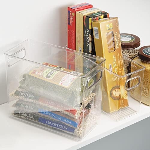 mDesign Висок Пластмасов Контейнер за съхранение на храна с дръжки - за кухня, килер, кабинет, хладилника / фризера, Плот