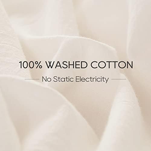 Бял Чаршаф OS OMYSTYLE, кралски Размер, Текстурированное бельо от выстиранного памук, за всички сезони, Комплект