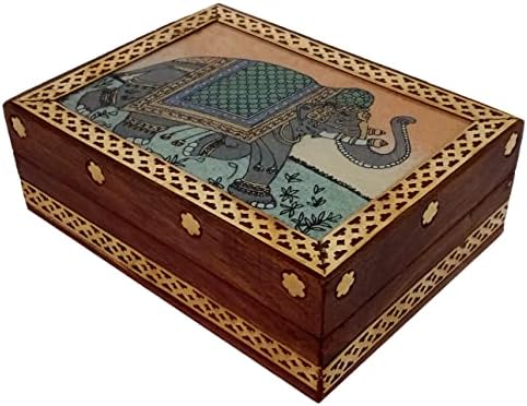Purpurea Дървена Кутия за рисуване на Камъни Слон: Коллекционный Сувенирен Подарък, 4 * 3 инча (12522A)