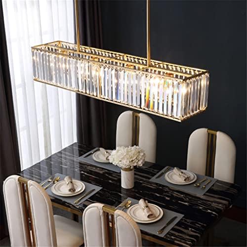 CZDYUF Златна Кристална Окачен лампа за хранене, Месинг Мед Линейна лампа за ресторант, Бар, Стъклен Crystal led окачен лампа (Цвят: прозрачен размер: 100 см с топла бяла светл