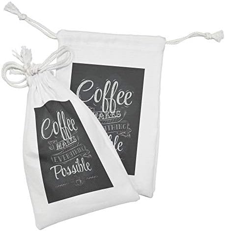 Комплект от 2 мешочков от плат за кафе Кафе прави всичко възможно, Вдъхновяващо послание на класната дъска, Малка