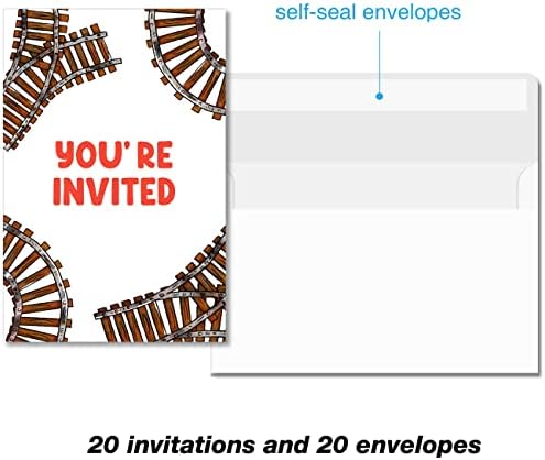 Сладък покани на парти в чест на 2-ри рожден ден Chugga Chugga Two Two Train с конвертами Комплект от 20 Покани на парти в