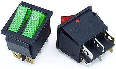AMSH KCD8 6-пинов кулисный превключвател на захранване Двухшпиндельный ВКЛЮЧЕНО-Изключено 2 положения 6 контакти с подсветка 16A 250VAC/20A 125VAC (Цвят: зелен)