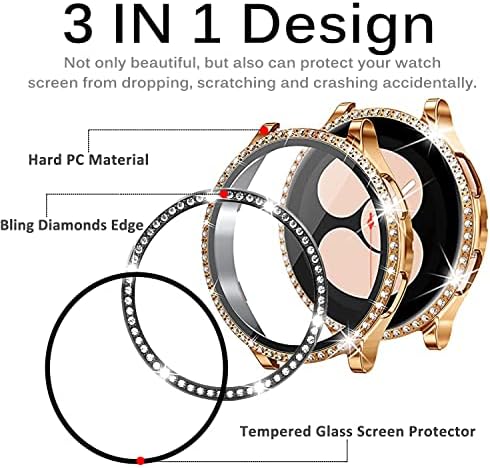 [2] Miimall Съвместим Samsung Galaxy Watch 5 40 мм / Galaxy Watch 4 40 мм Защитен калъф за екрана с блестящи