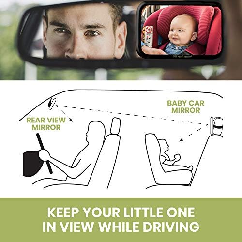 Комплект бебешка огледала KeaBabies и своята практика за автомобилна седалка - Безопасно огледало за детски седалки (лъскав черен) - Универсални калъфи за кърменето (BFF ?