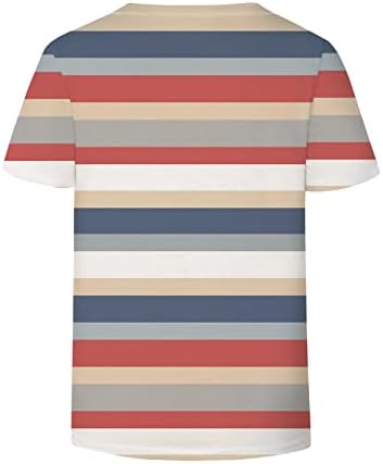 Дамски Памучен Риза Лято Есен 2023 С Къс Ръкав V Образно Деколте, Риза в Графичната Лента за Късна Закуска на